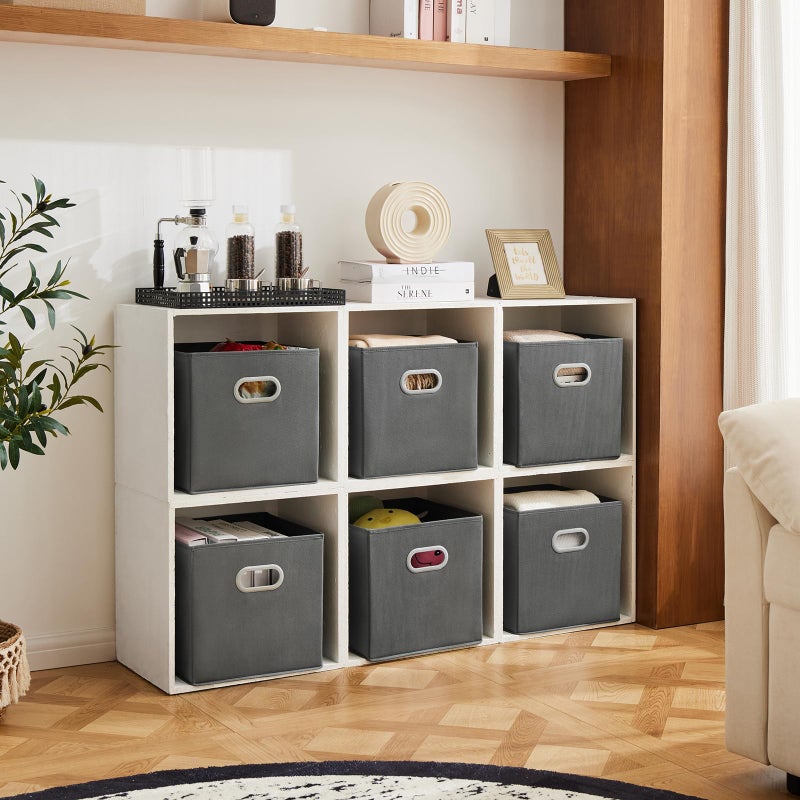 MAX Houser Fabric Storage Bins Cubes Baskets Containers with Dual Plastic Handles for Home Closet Bedroom Drawers Organizers (Cattail Gray) - Image 5